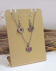 Pink tourmaline birthstone earrings and necklace set