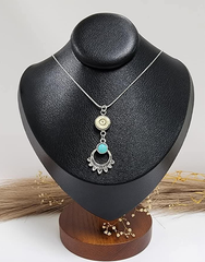 Handcrafted 9mm bullet necklace with faux turquoise charm