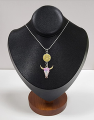 handcrafted necklace with a 45 AUTO and our purple floral longhorn charm