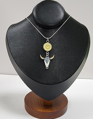 handcrafted necklace with a 45 AUTO and longhorn charm with beautiful embellishments to go with any outfit.