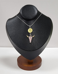 Handcrafted necklace with 45 AUTO and longhorn charm with Western design