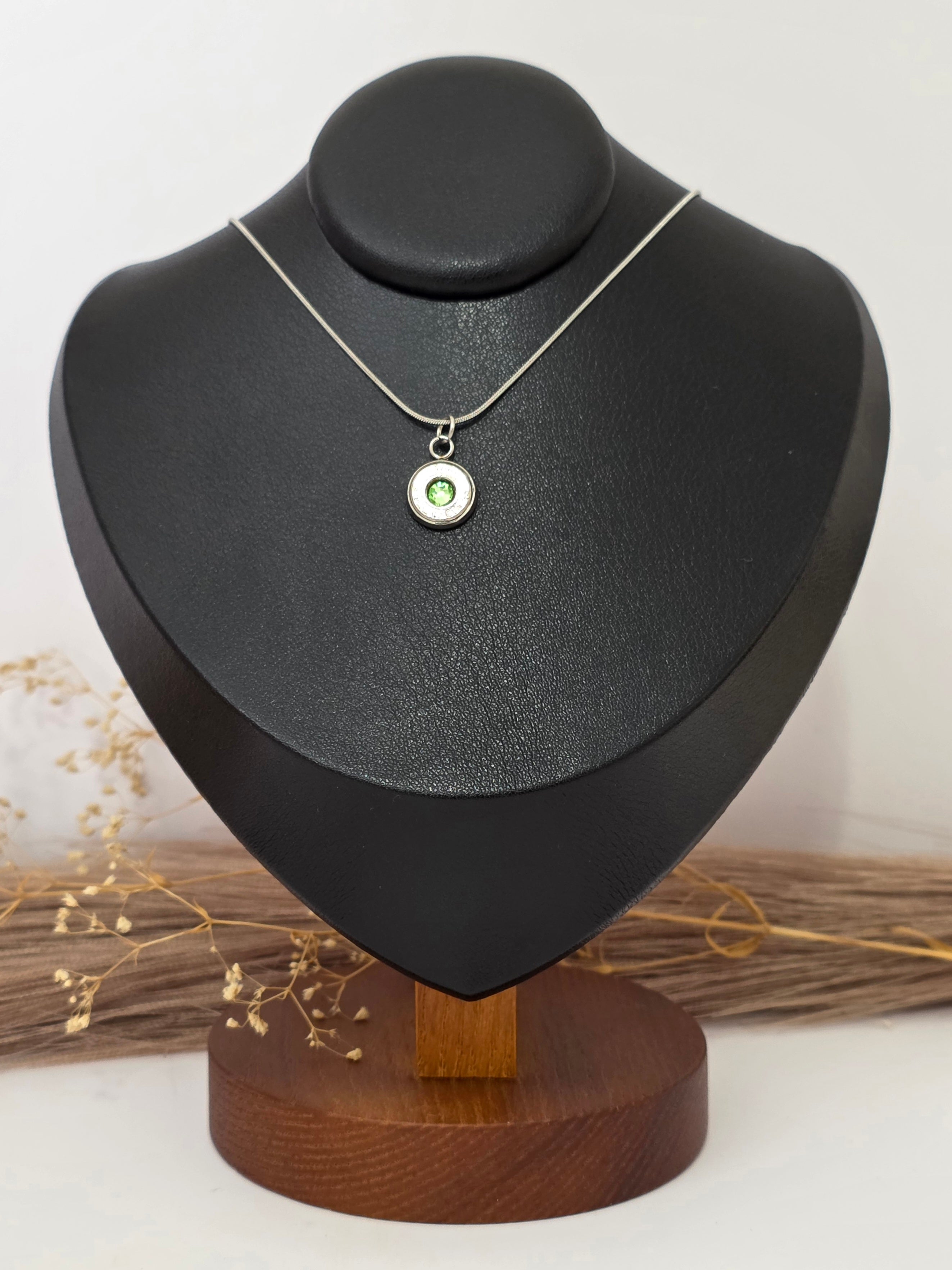 August (Peridot)  Birthstone Bullet Necklace