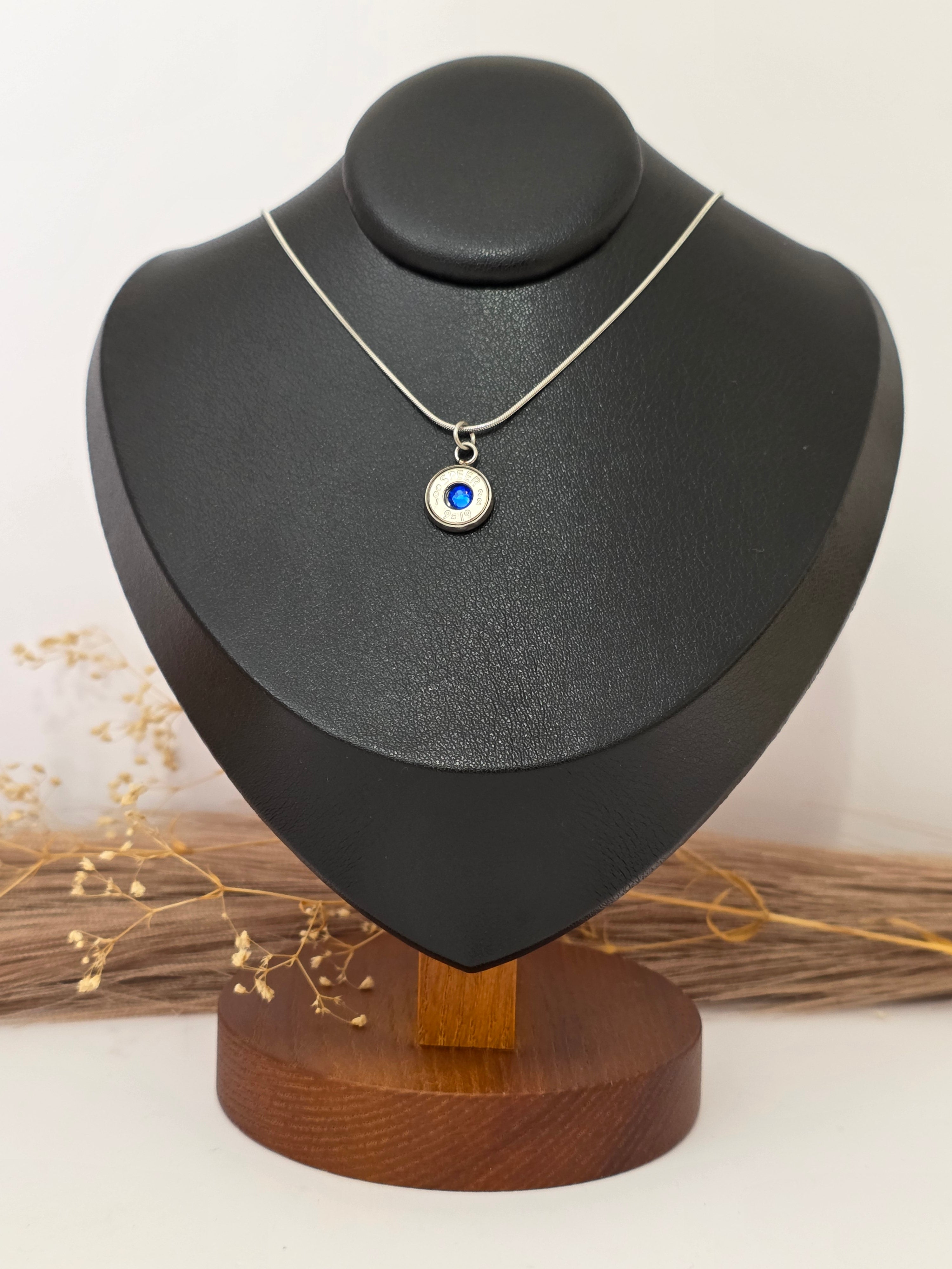 September(Sapphire)  Birthstone Bullet Charm Necklace