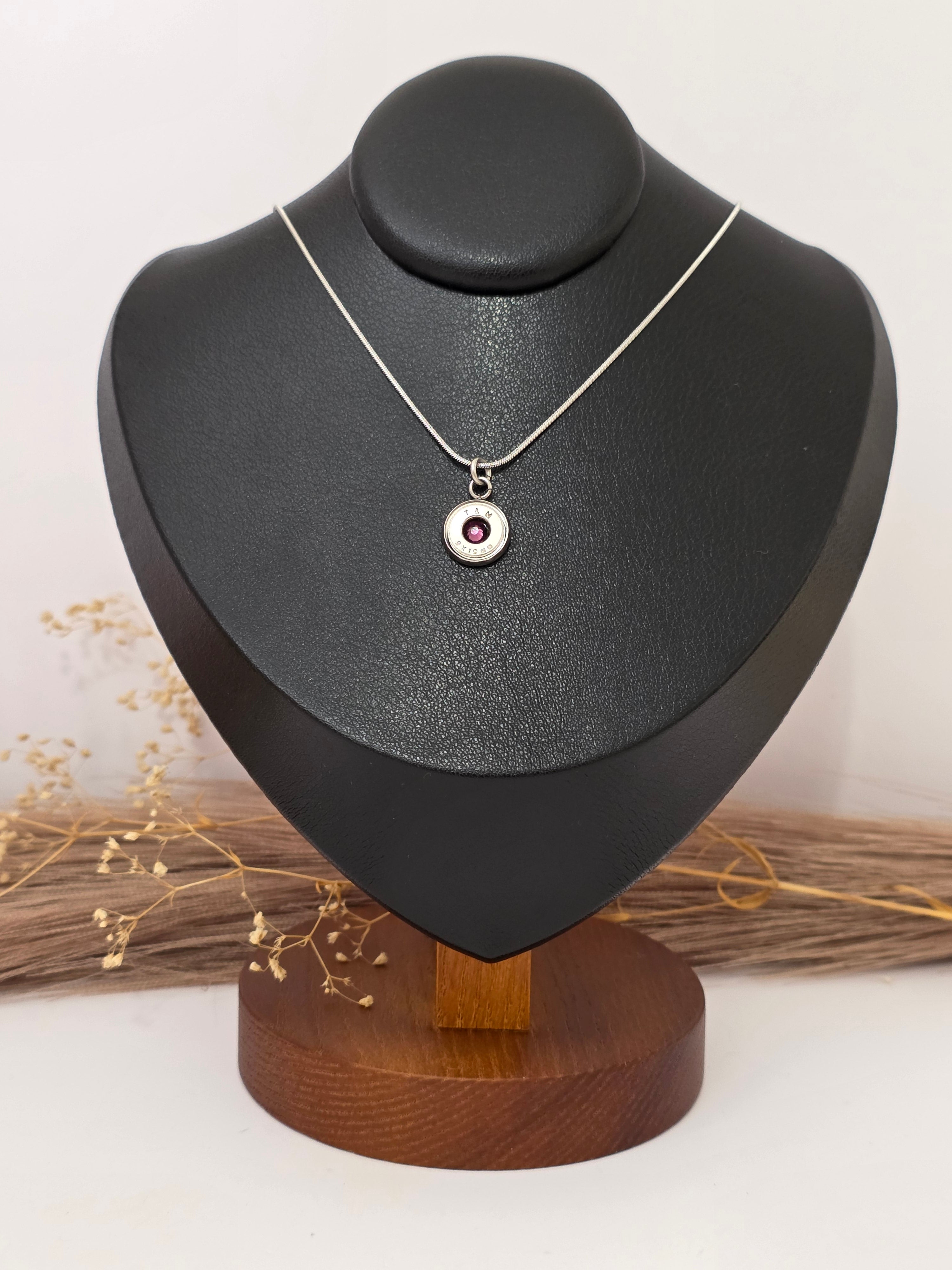 February (Amethyst) Birthstone Bullet Necklace
