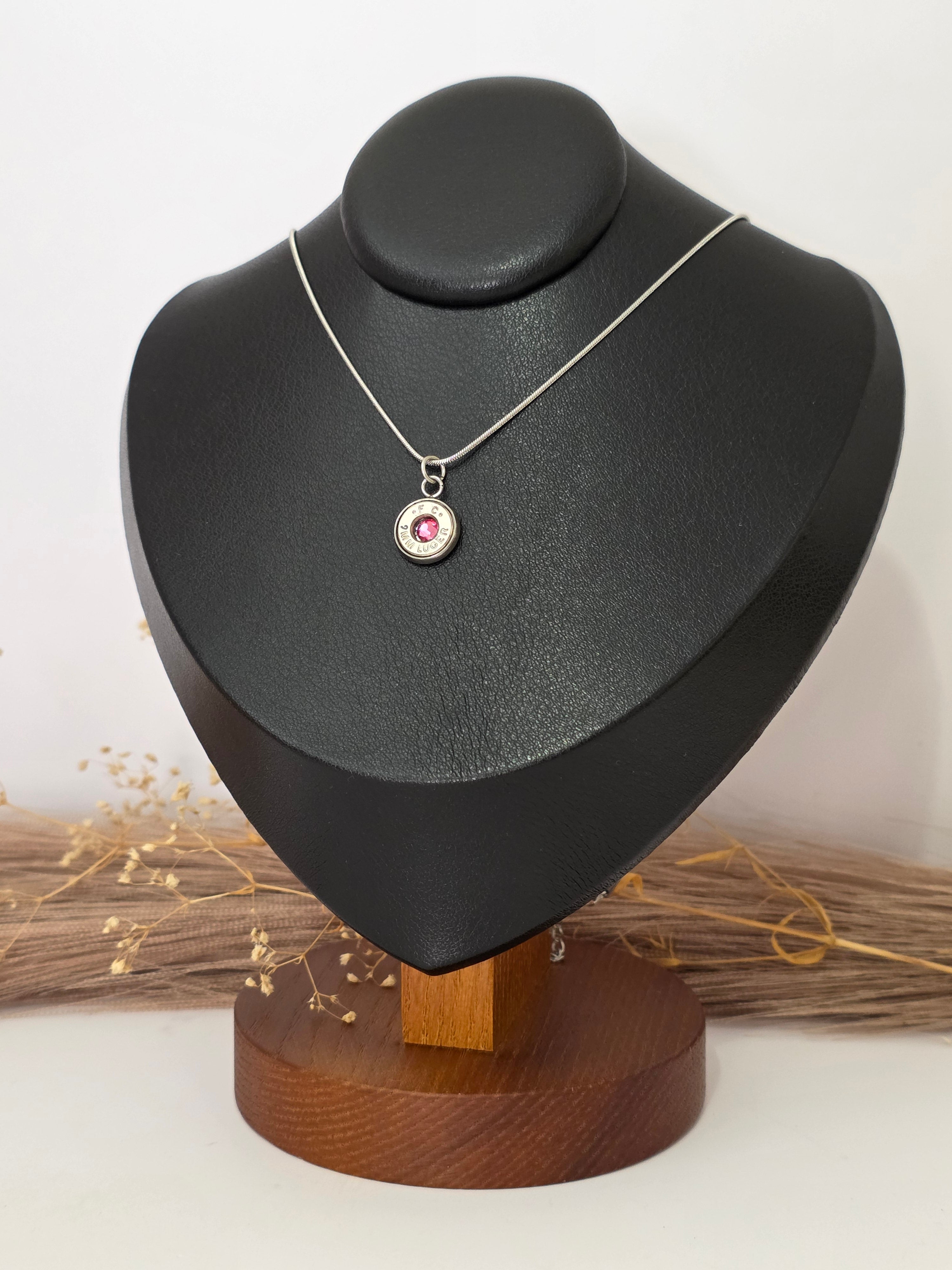 October (Pink Tourmaline) Bullet Birthstone Necklace