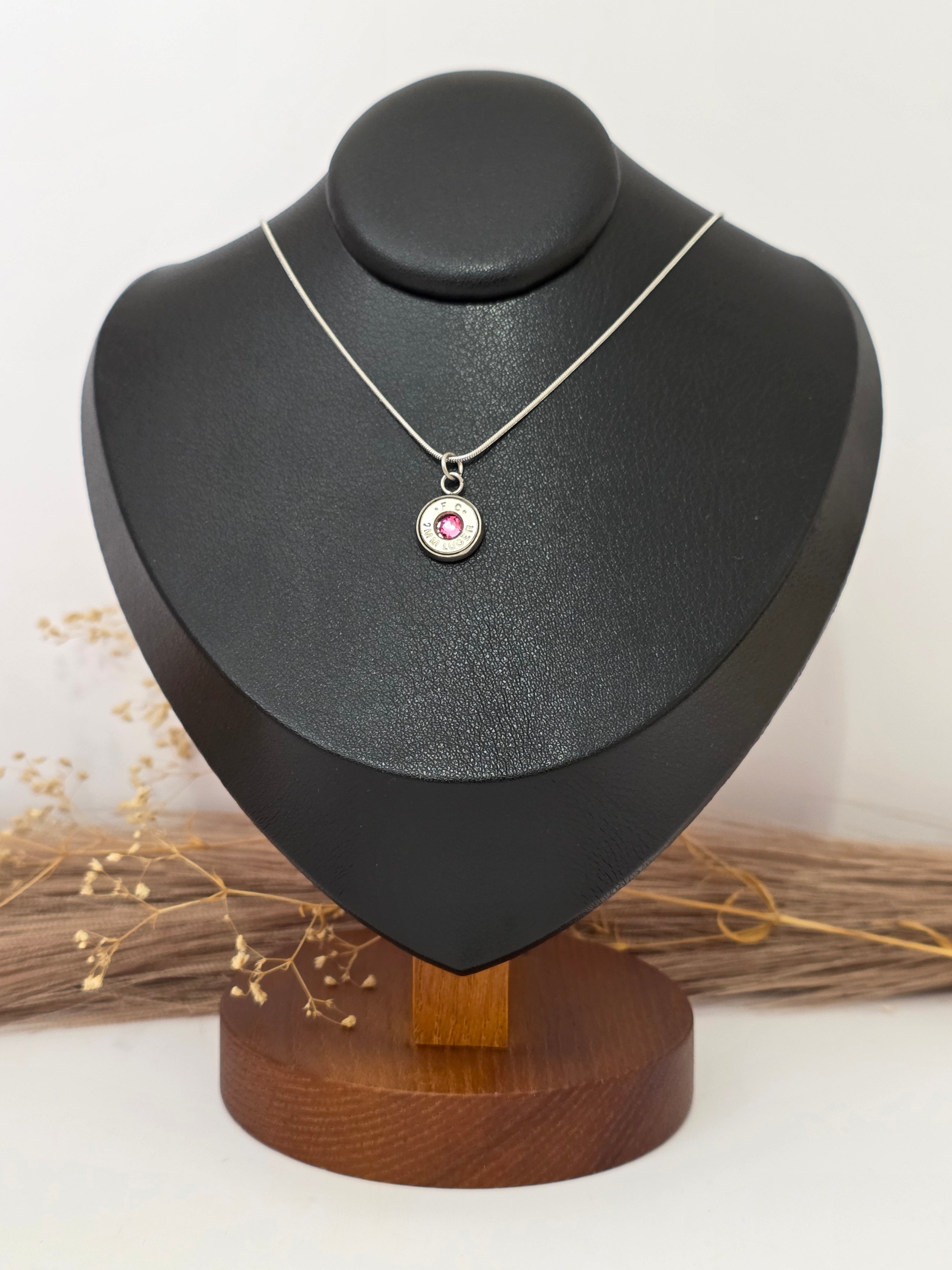 October (Pink Tourmaline) Bullet Birthstone Necklace