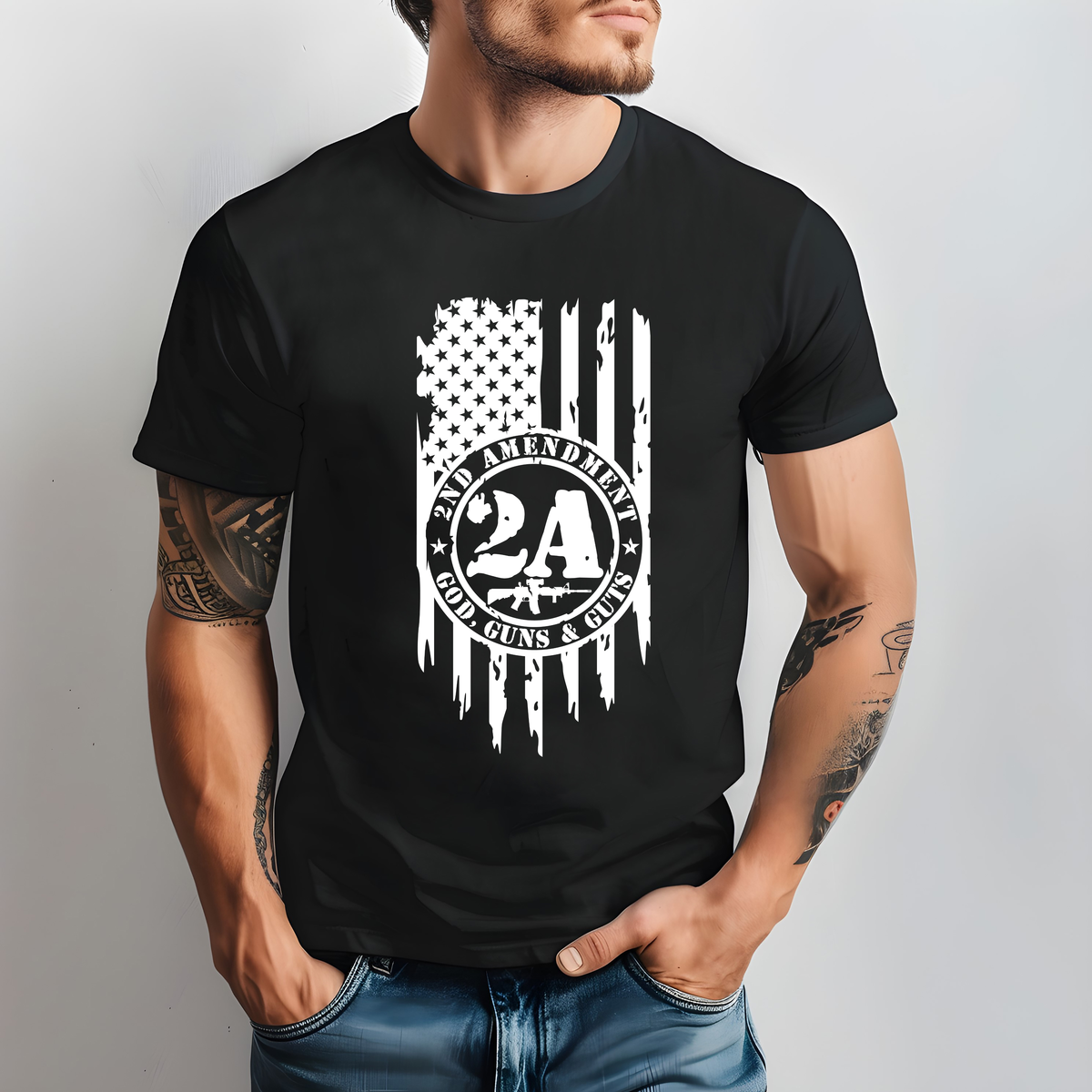 2A Distressed Flag T-Shirt