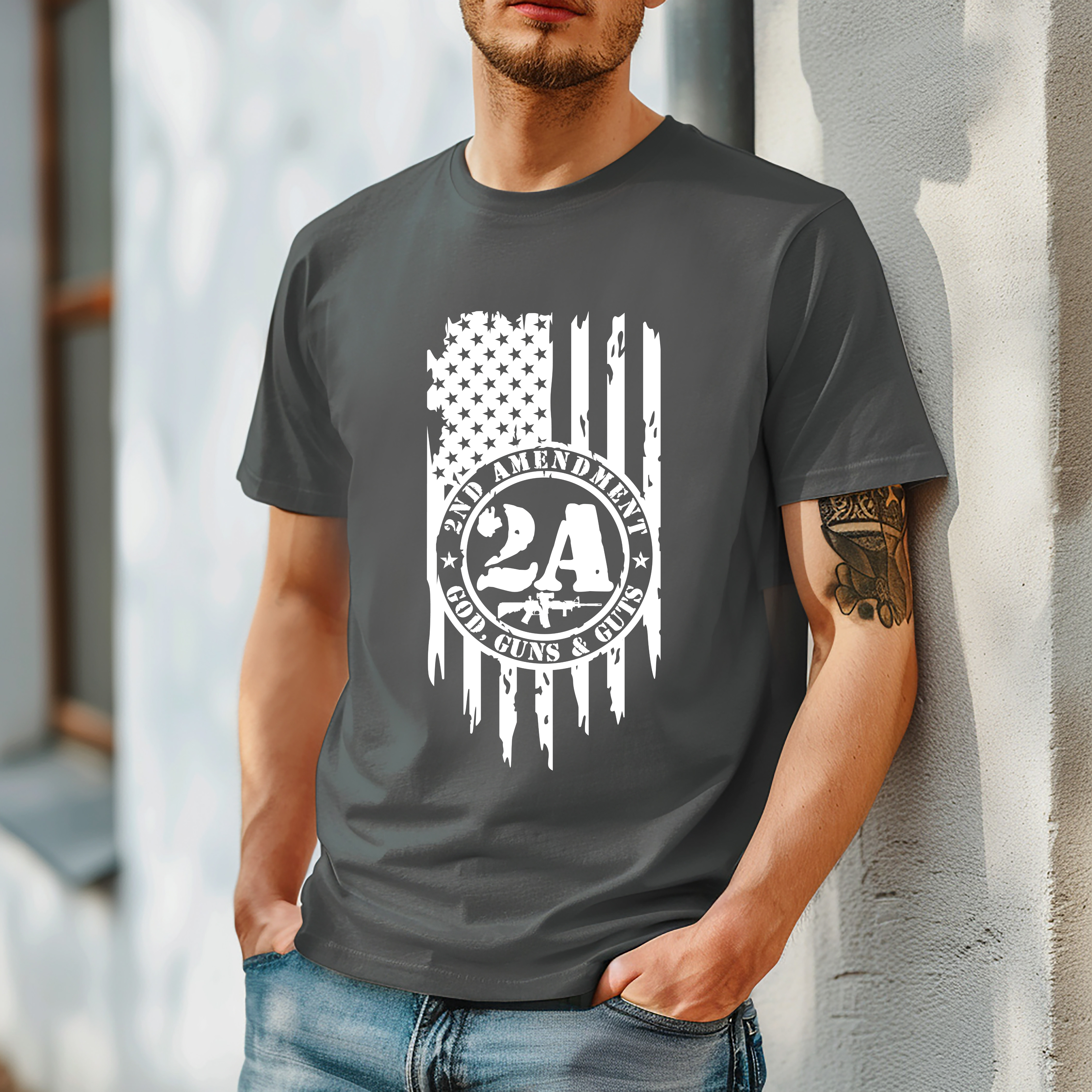 2A Distressed Flag T-Shirt