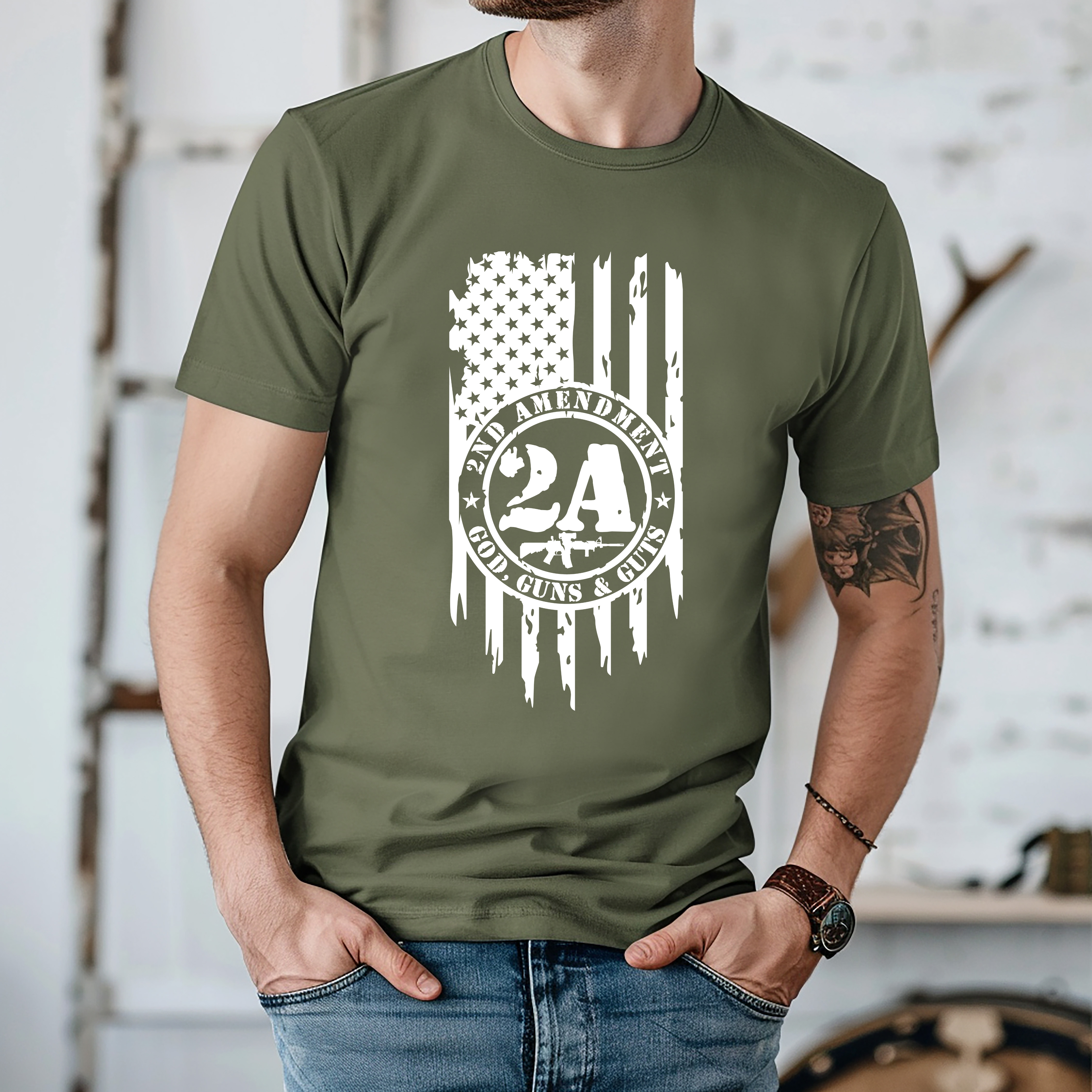 2A Distressed Flag T-Shirt