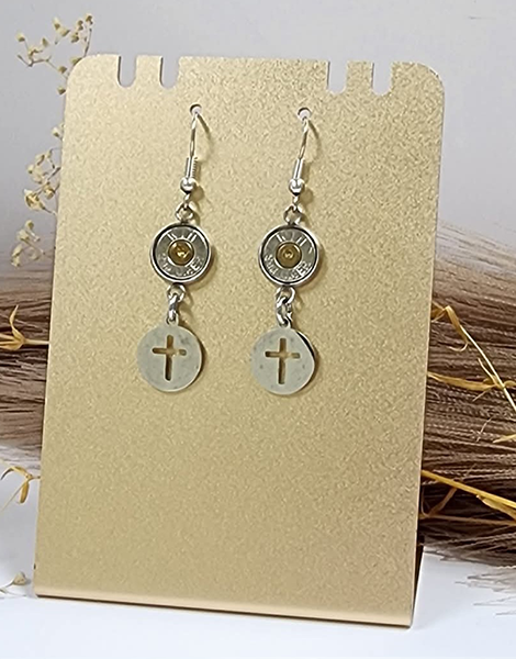 Cross Cut-Out Bullet Charm Earrings