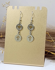 Cross Cut-Out Bullet Charm Earrings