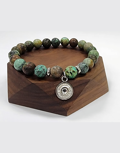 African Turquoise Bullet Charm Bracelet
