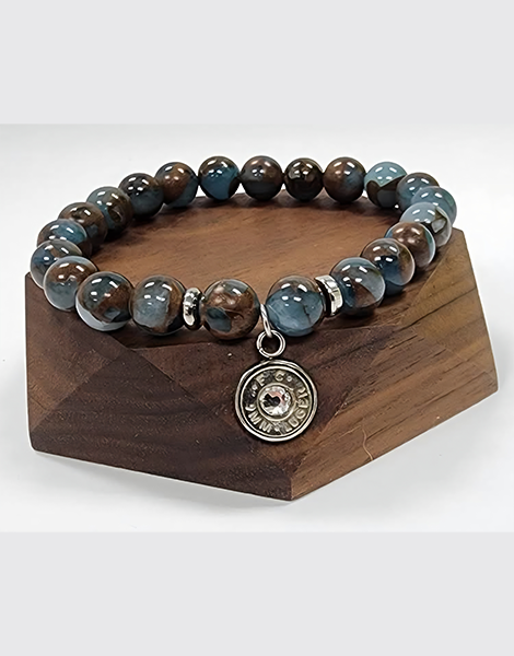 Blue Lake Cloisonné Bullet Charm Bracelet