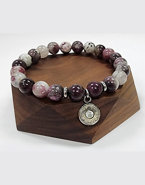 Purple Striped Agate Bullet Charm Bracelet