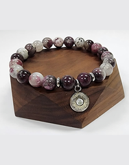 Purple Striped Agate Bullet Charm Bracelet