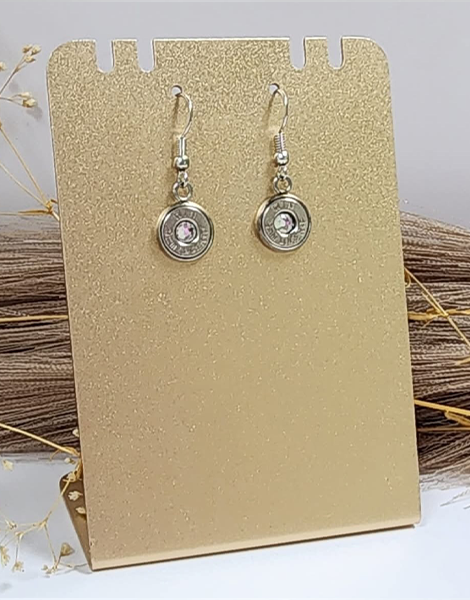 Crystal Dangle Bullet Charm Earrings